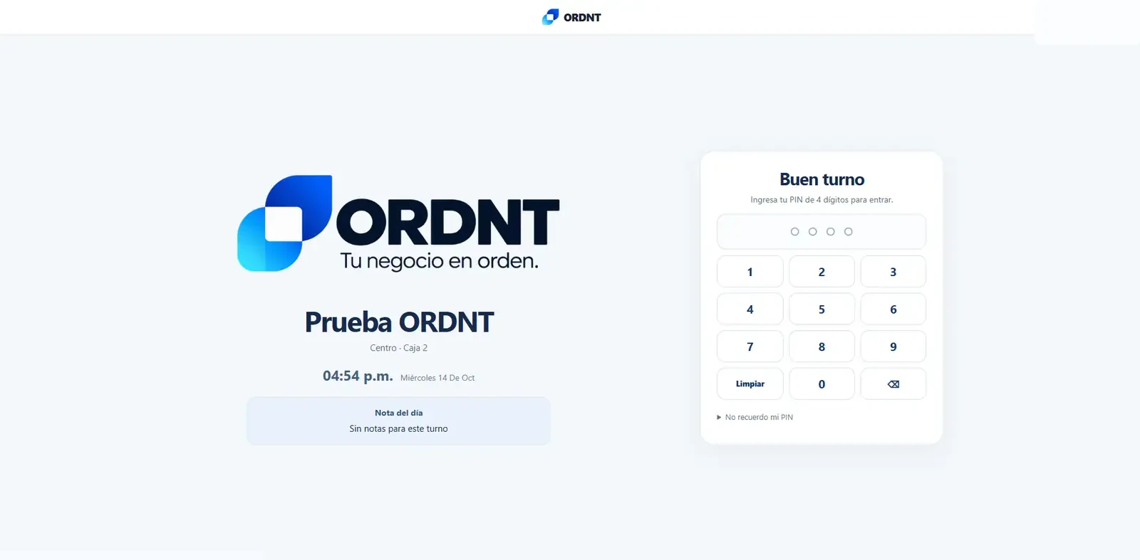Acceso al POS con PIN de colaborador.